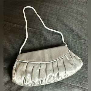 Style & Co. satin silver clutch used once